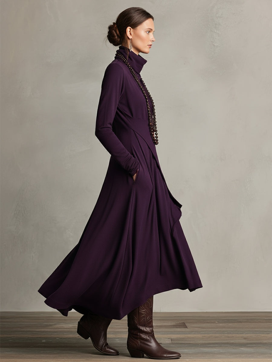 Inés | Vestido Largo Cuello Alto Drapeado