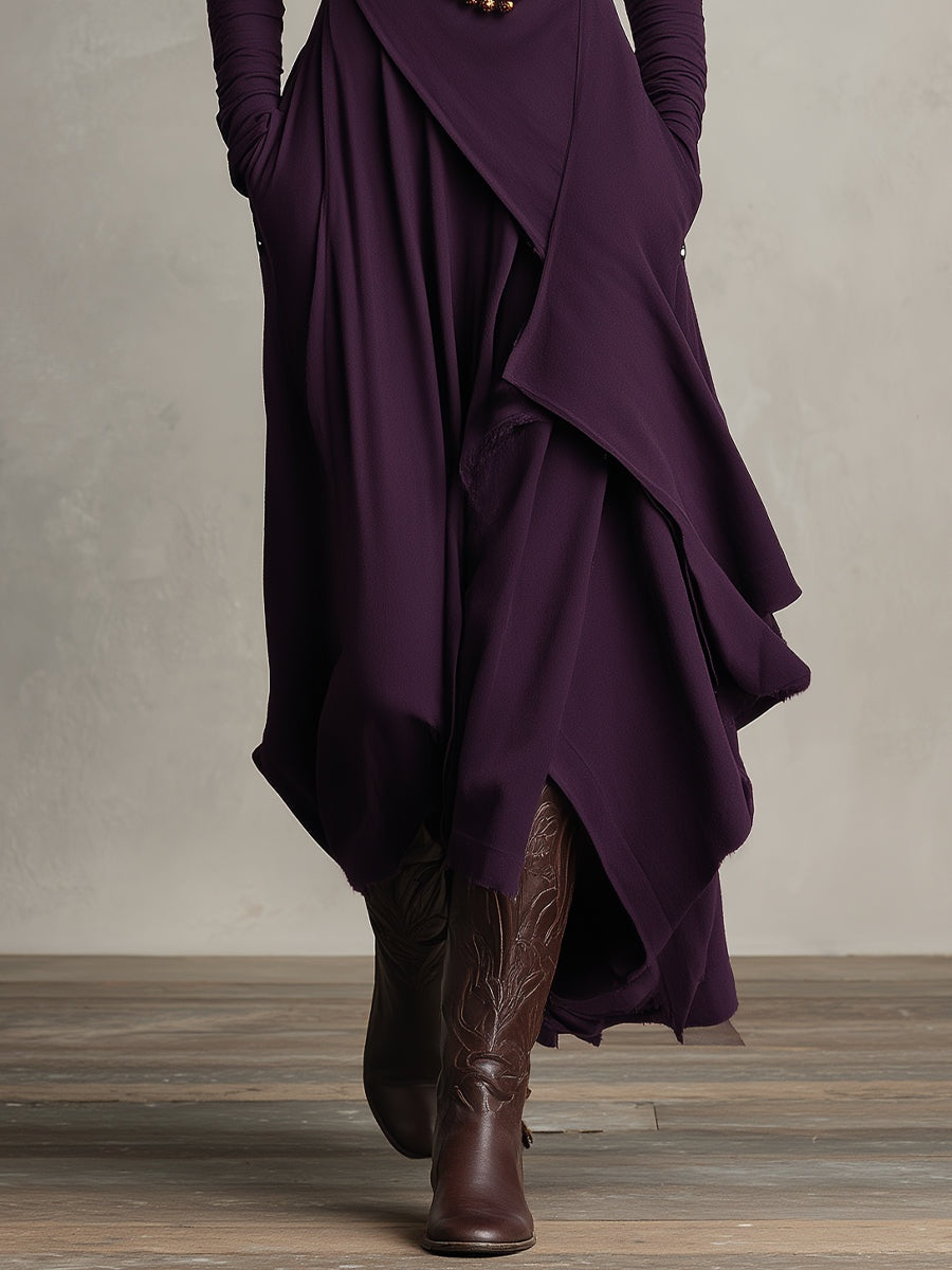 Inés | Vestido Largo Cuello Alto Drapeado