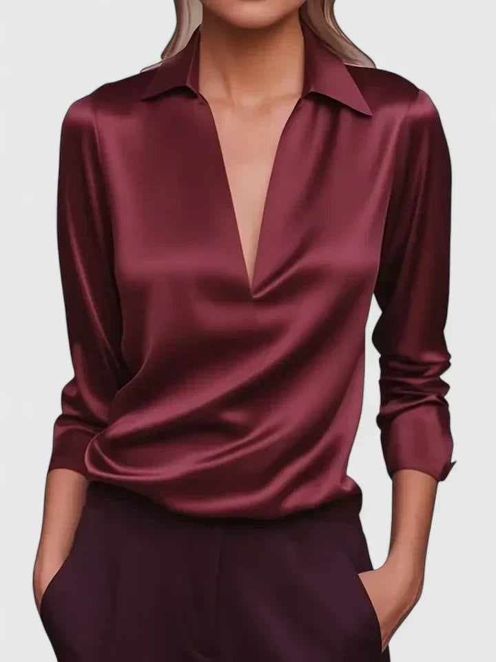 Asunción | Blusa Manga Larga Escote Drapeado
