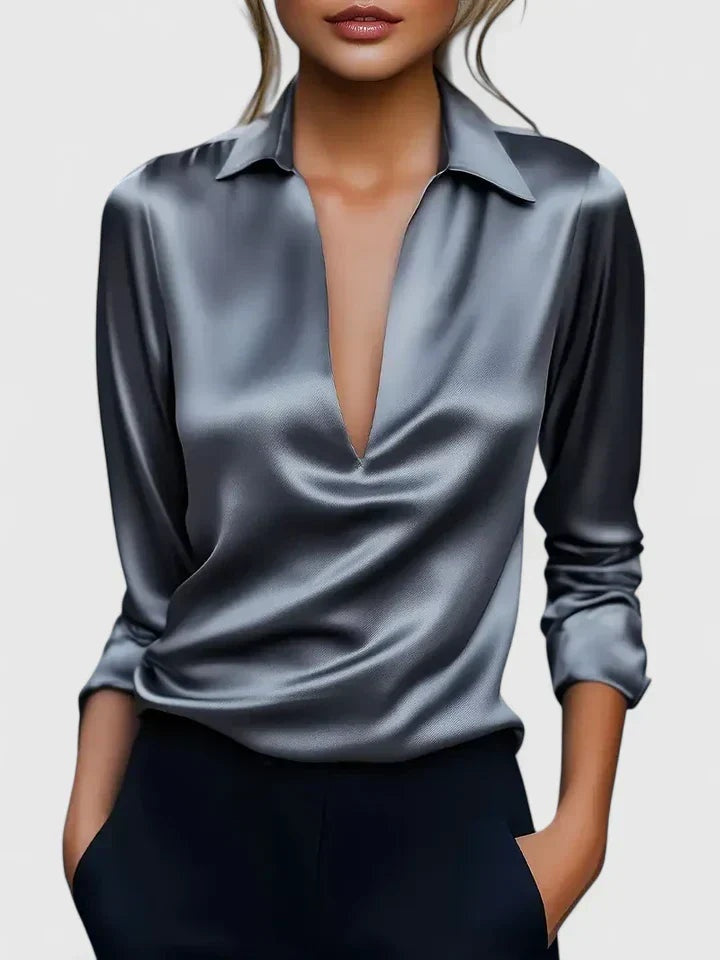 Asunción | Blusa Manga Larga Escote Drapeado