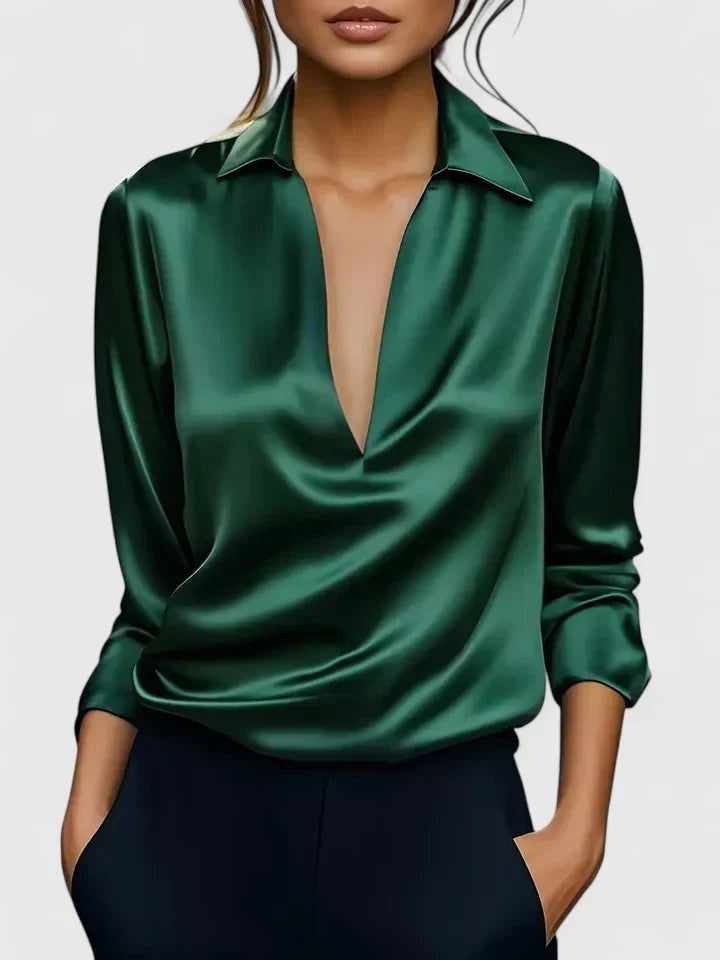 Asunción | Blusa Manga Larga Escote Drapeado