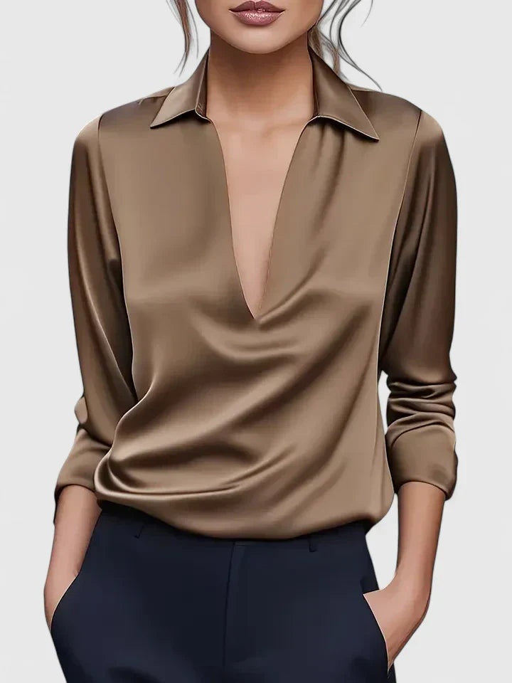 Asunción | Blusa Manga Larga Escote Drapeado