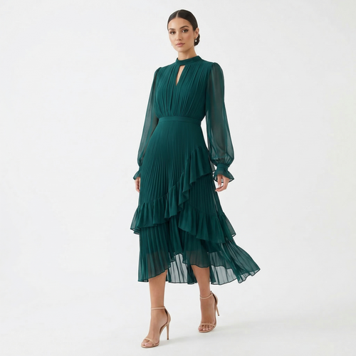 Adela | Vestido Midi Plisado