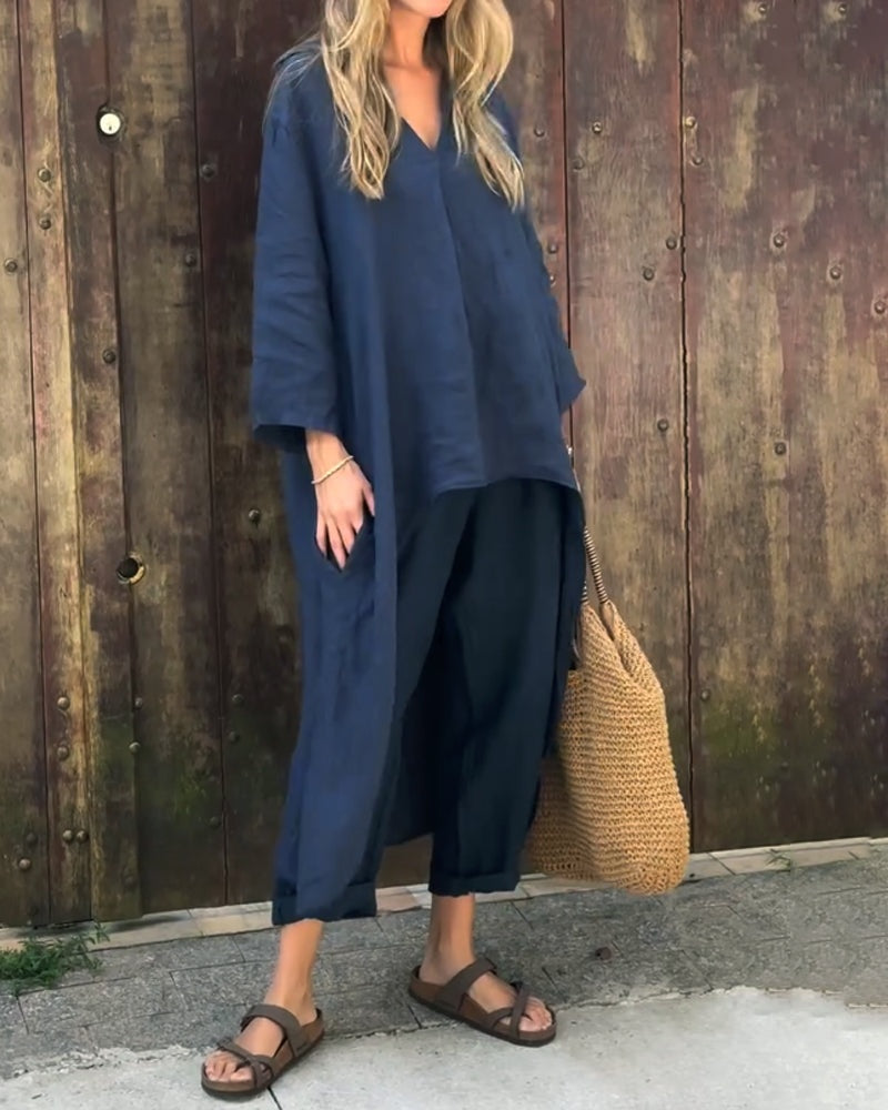 Ximena | Conjunto de Lino Pantalón y Blusa