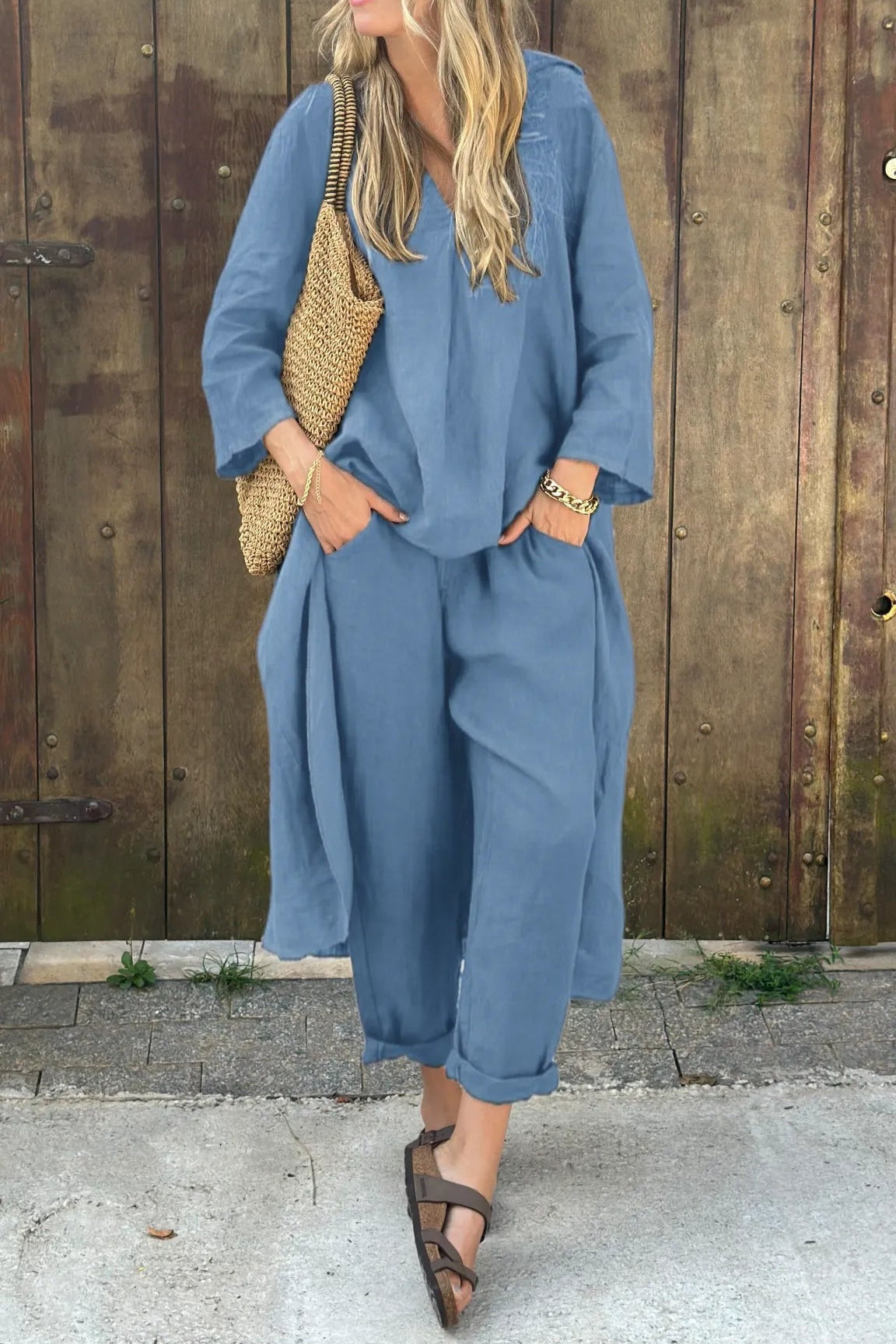 Ximena | Conjunto de Lino Pantalón y Blusa