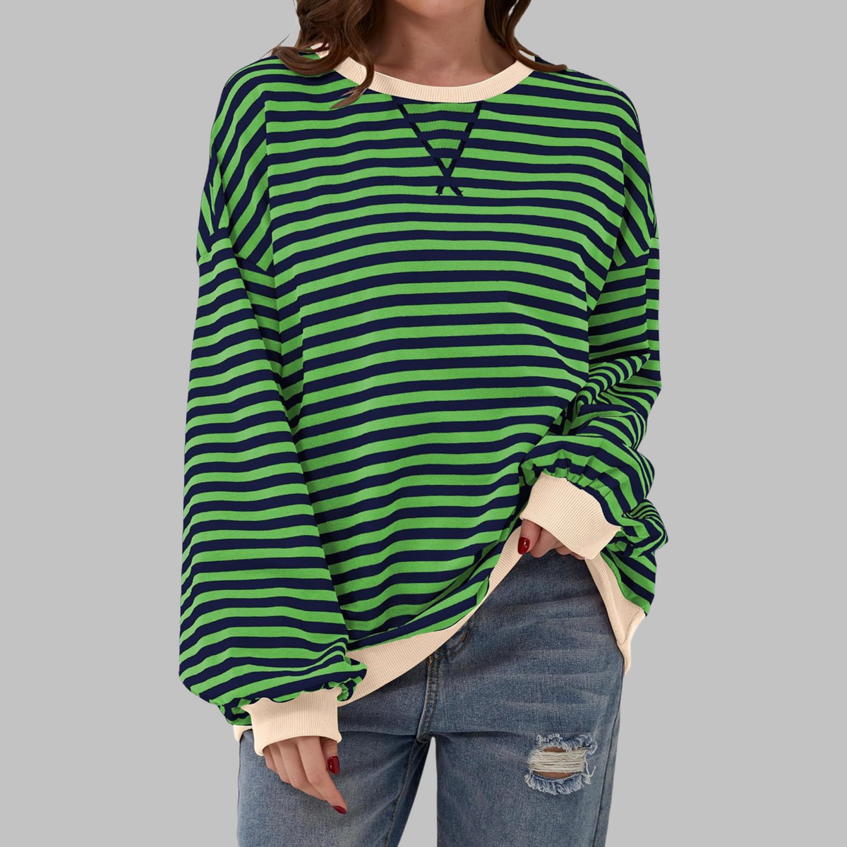 Diana | Sudadera de Rayas Cuello Redondo