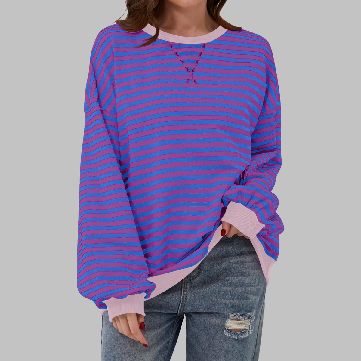 Diana | Sudadera de Rayas Cuello Redondo