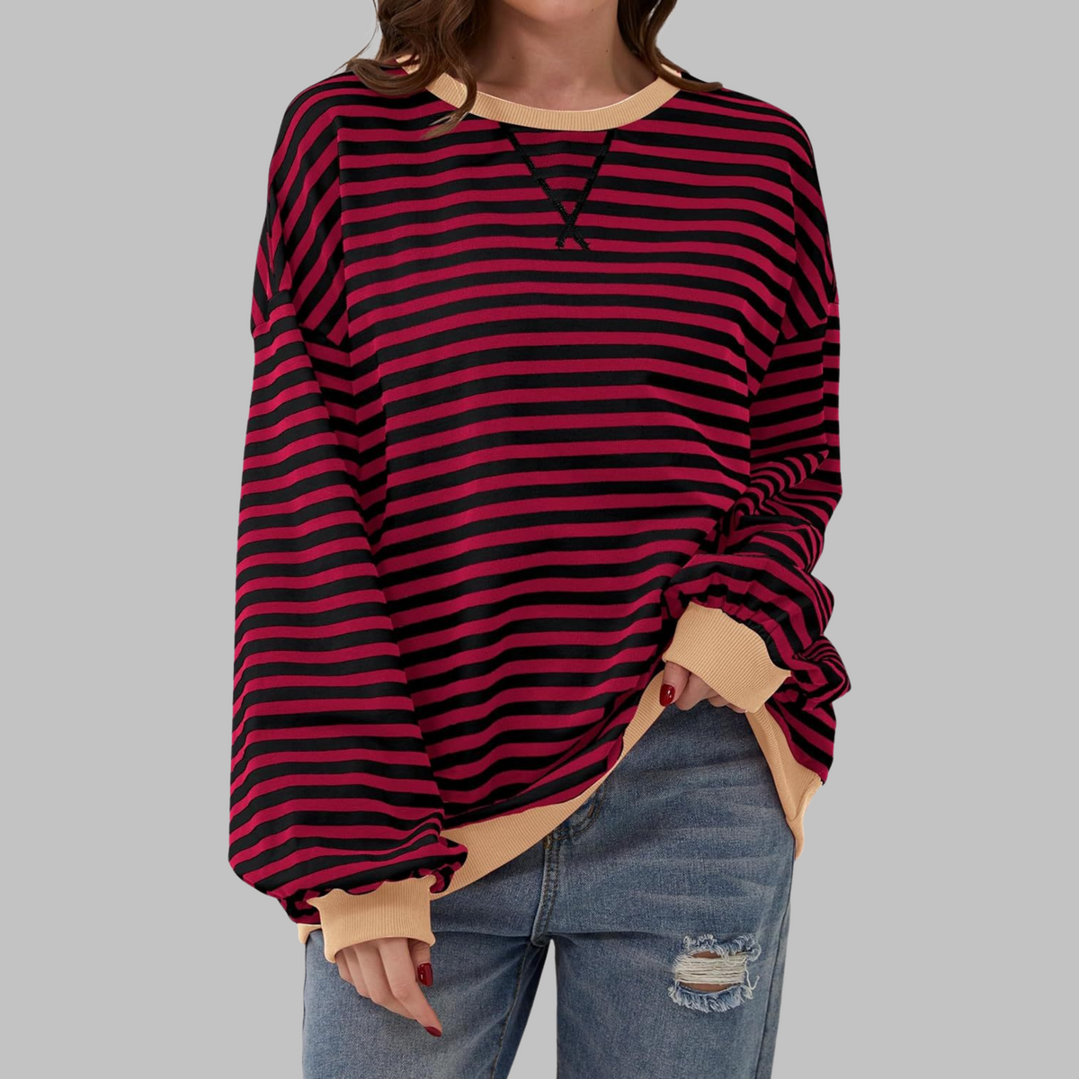 Diana | Sudadera de Rayas Cuello Redondo
