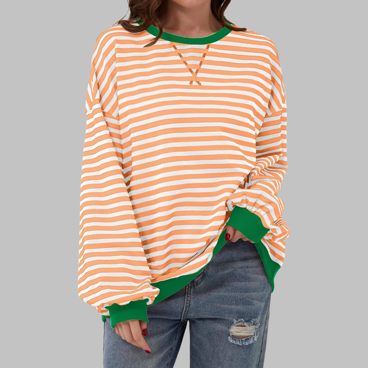 Diana | Sudadera de Rayas Cuello Redondo