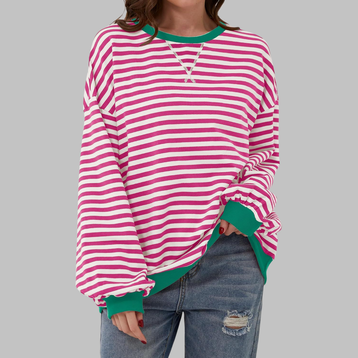 Diana | Sudadera de Rayas Cuello Redondo