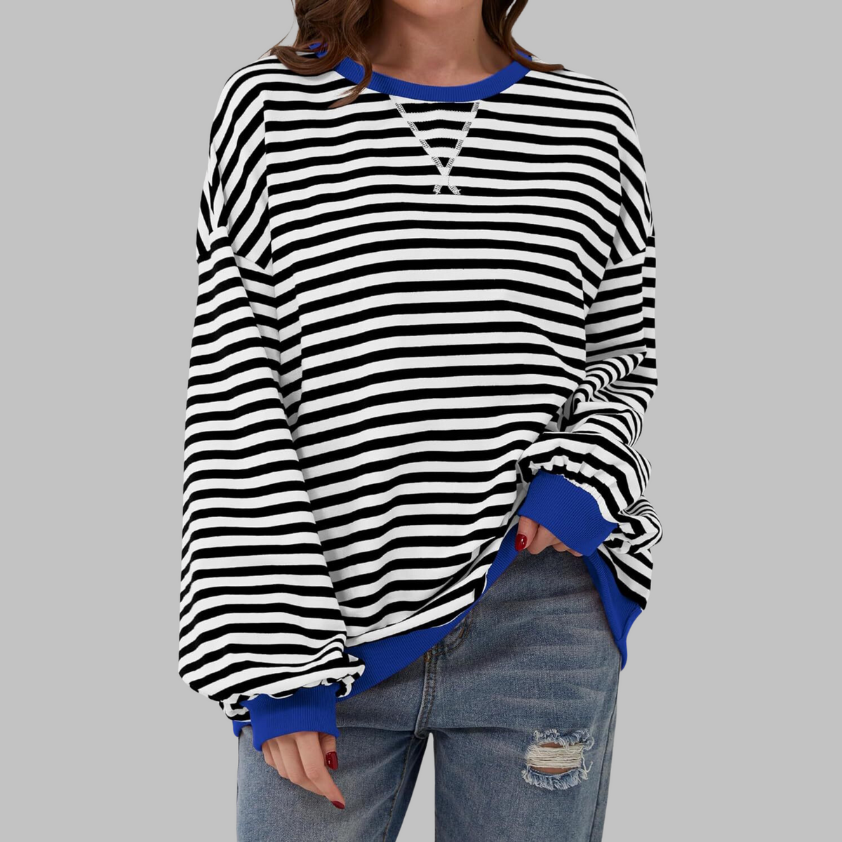 Diana | Sudadera de Rayas Cuello Redondo