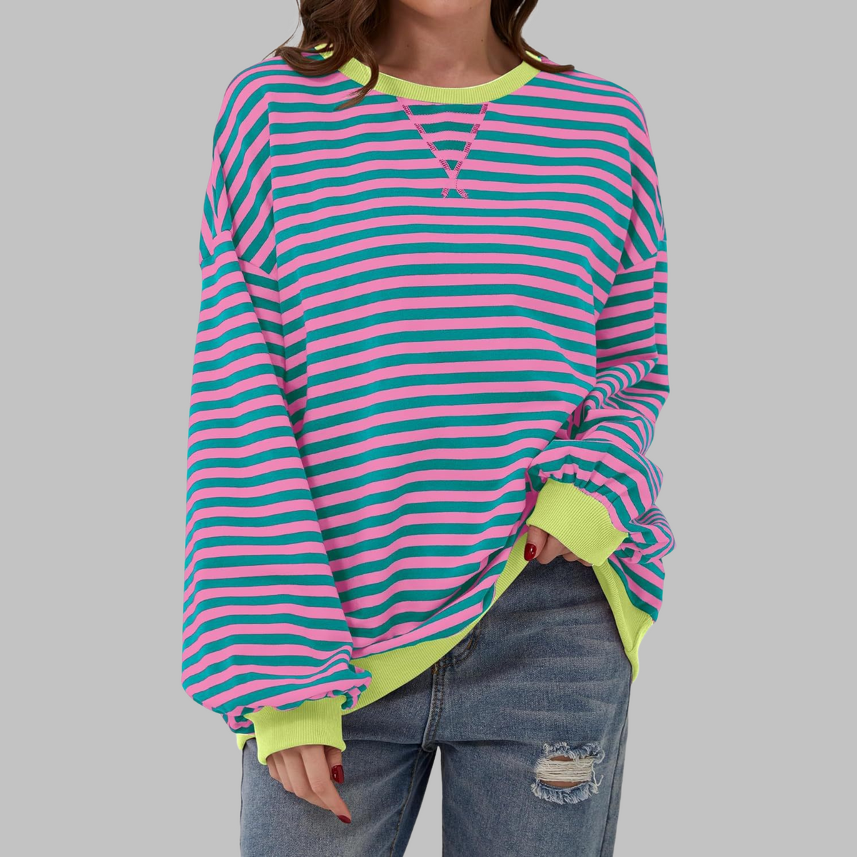 Diana | Sudadera de Rayas Cuello Redondo