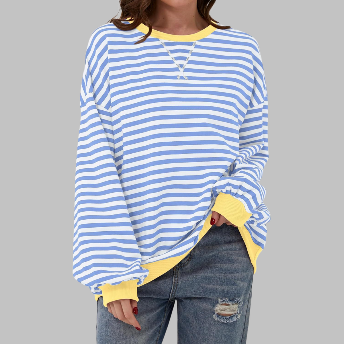 Diana | Sudadera de Rayas Cuello Redondo