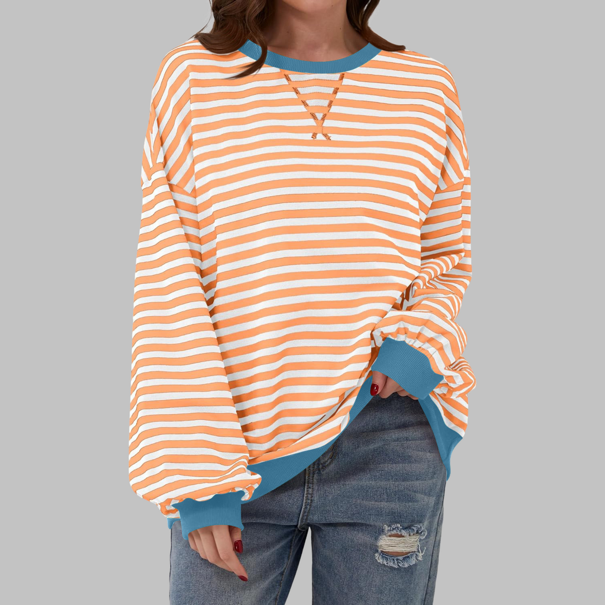 Diana | Sudadera de Rayas Cuello Redondo