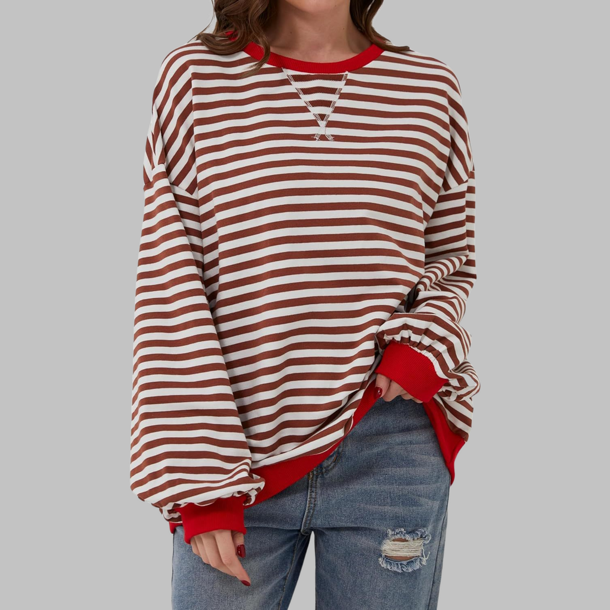 Diana | Sudadera de Rayas Cuello Redondo