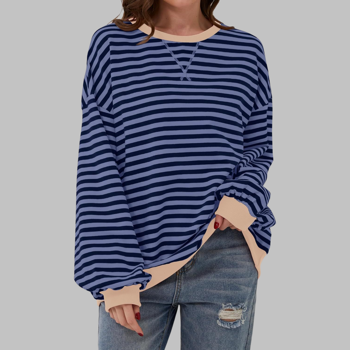 Diana | Sudadera de Rayas Cuello Redondo