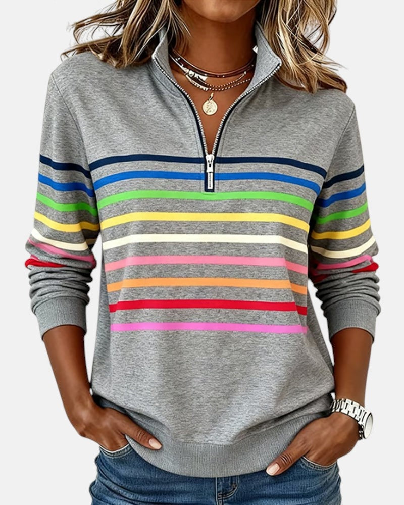 Dolores | Sudadera de Rayas con Cremallera