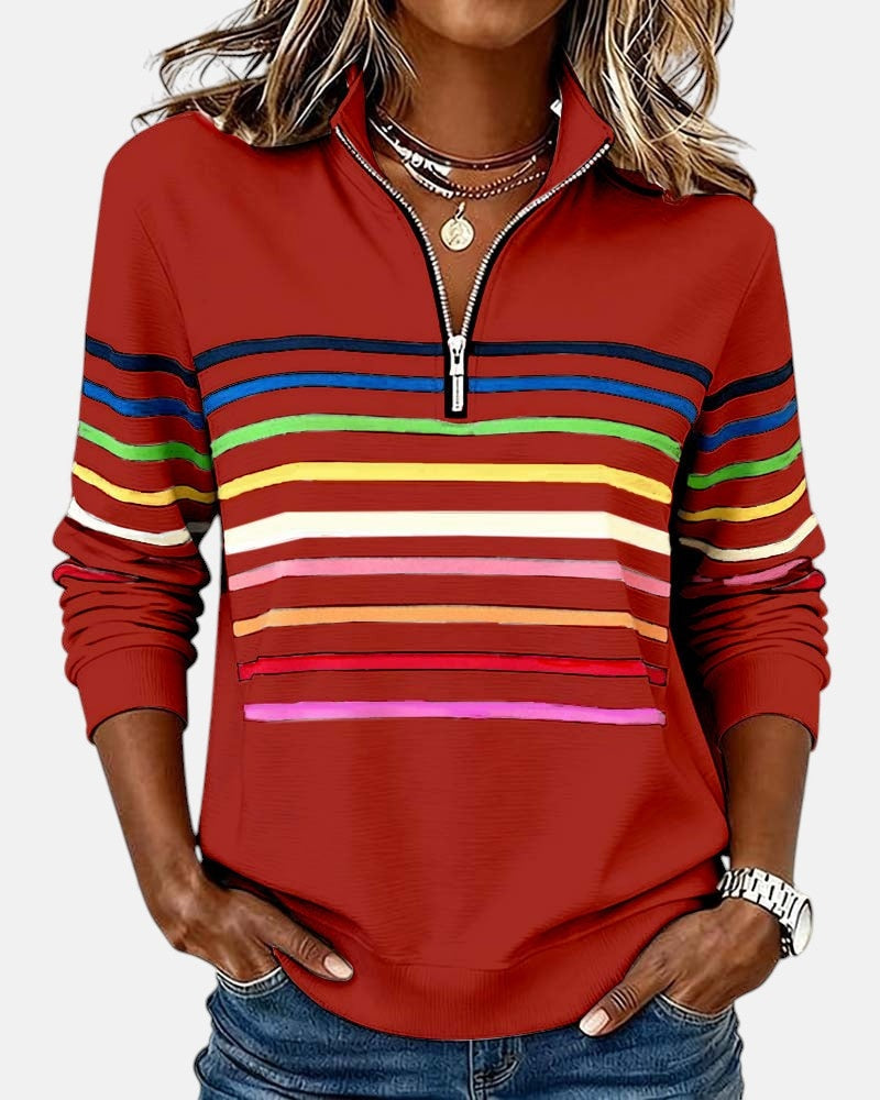 Dolores | Sudadera de Rayas con Cremallera