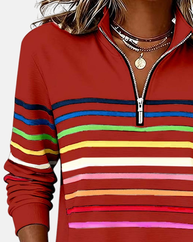 Dolores | Sudadera de Rayas con Cremallera