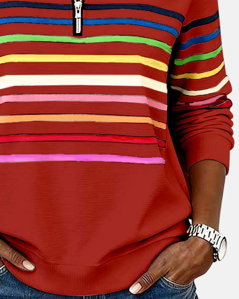 Dolores | Sudadera de Rayas con Cremallera