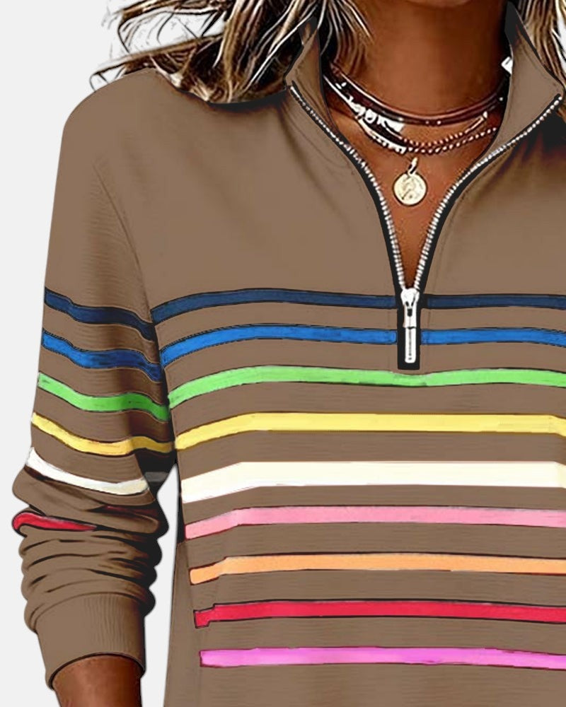 Dolores | Sudadera de Rayas con Cremallera
