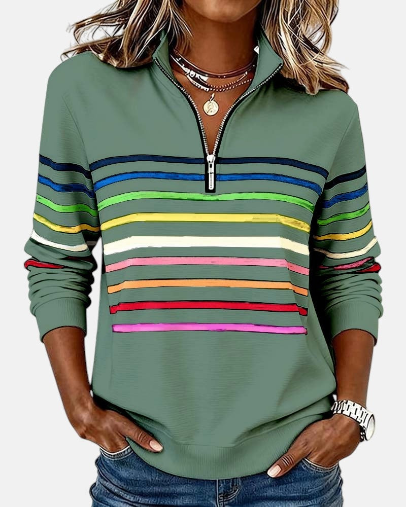 Dolores | Sudadera de Rayas con Cremallera