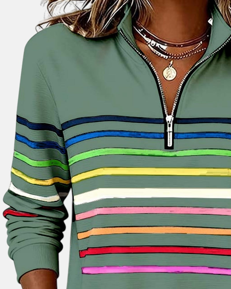 Dolores | Sudadera de Rayas con Cremallera