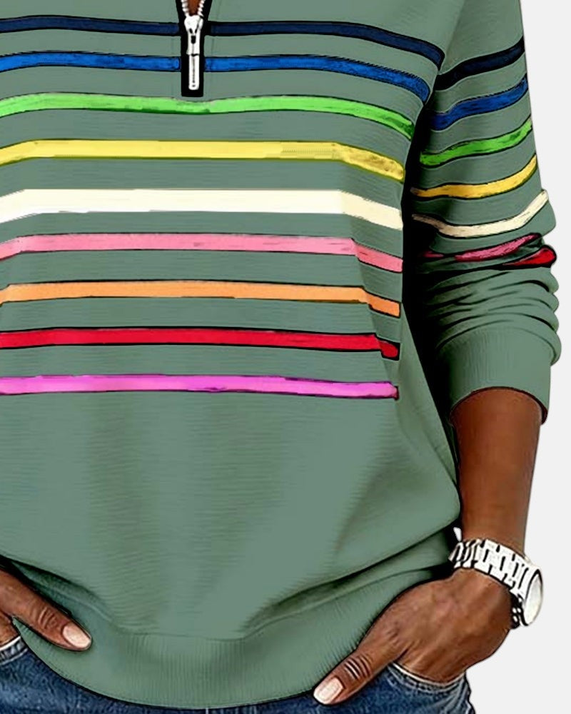 Dolores | Sudadera de Rayas con Cremallera