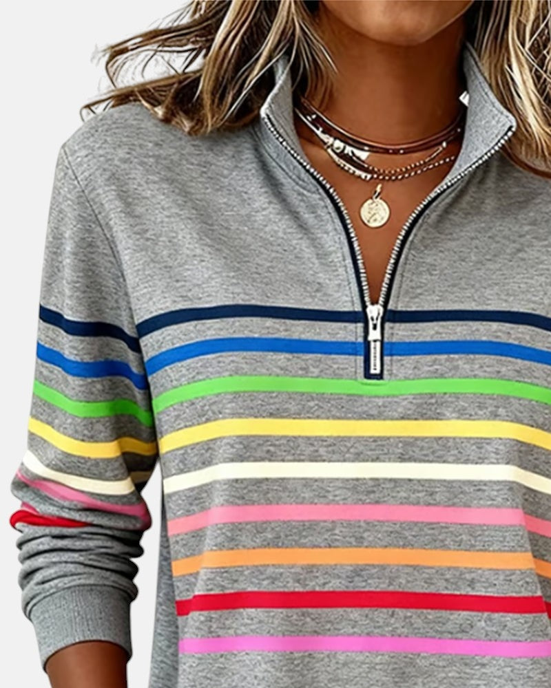 Dolores | Sudadera de Rayas con Cremallera