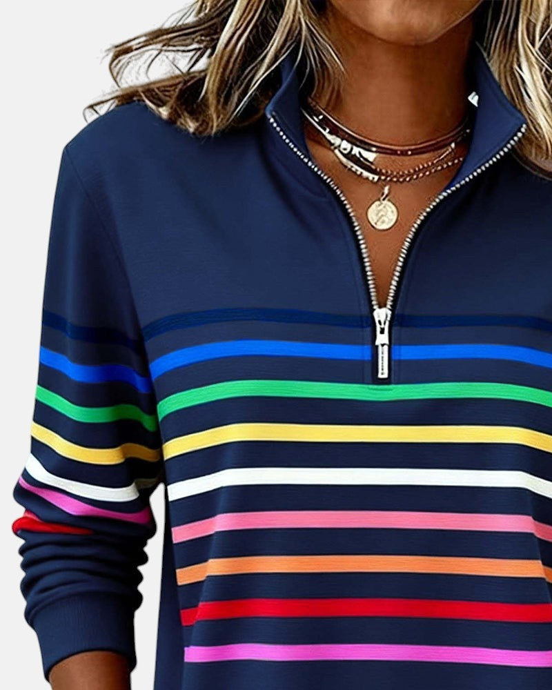 Dolores | Sudadera de Rayas con Cremallera