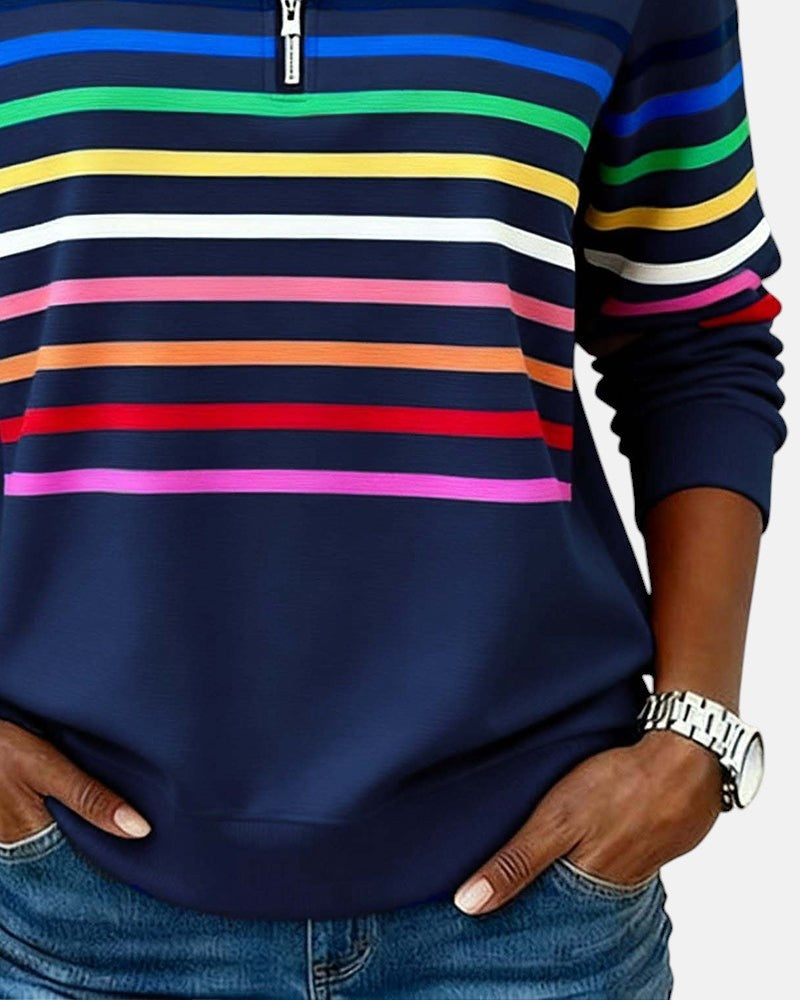 Dolores | Sudadera de Rayas con Cremallera