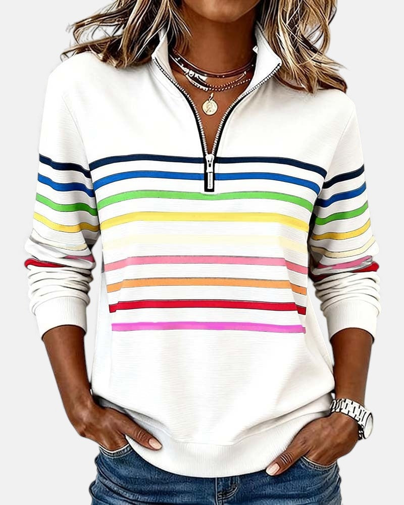 Dolores | Sudadera de Rayas con Cremallera