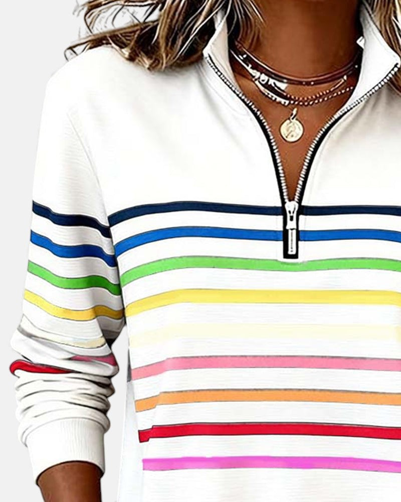 Dolores | Sudadera de Rayas con Cremallera