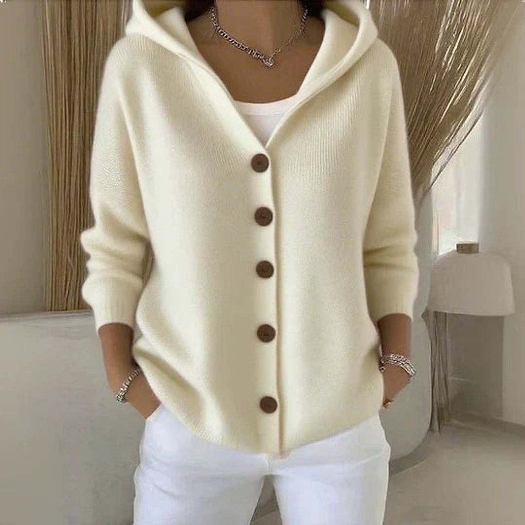 Estefanía | Jersey Fino con Capucha y Botonera