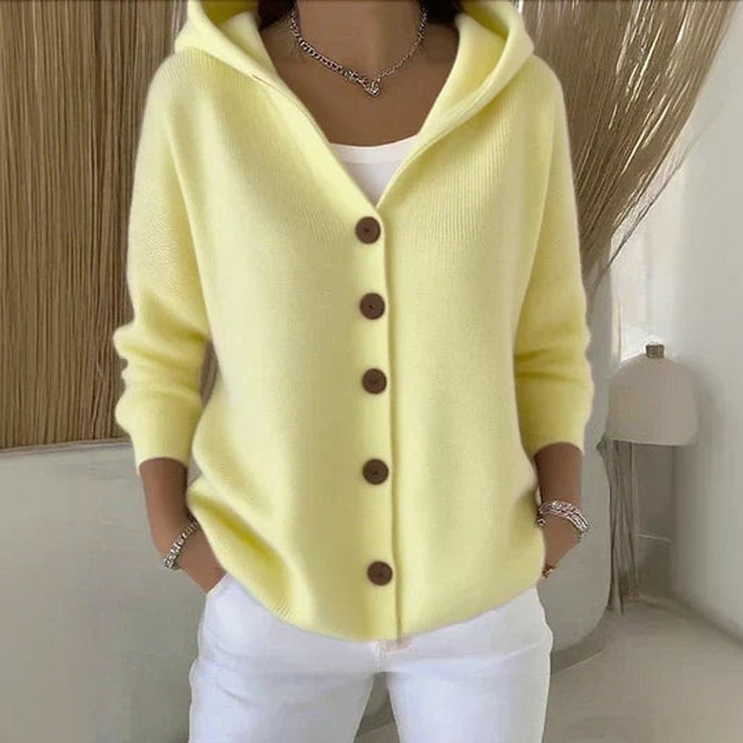 Estefanía | Jersey Fino con Capucha y Botonera