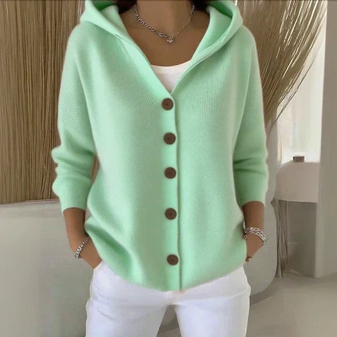 Estefanía | Jersey Fino con Capucha y Botonera