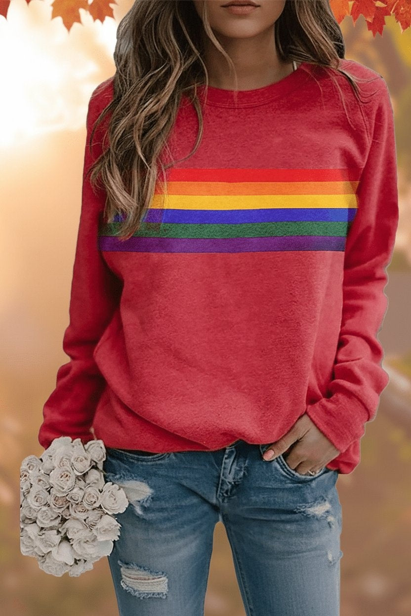 Julia | Sudadera Oversize Rayas Arcoíris