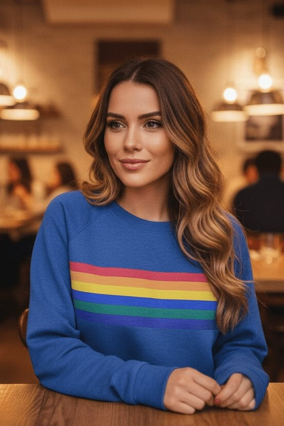 Julia | Sudadera Oversize Rayas Arcoíris
