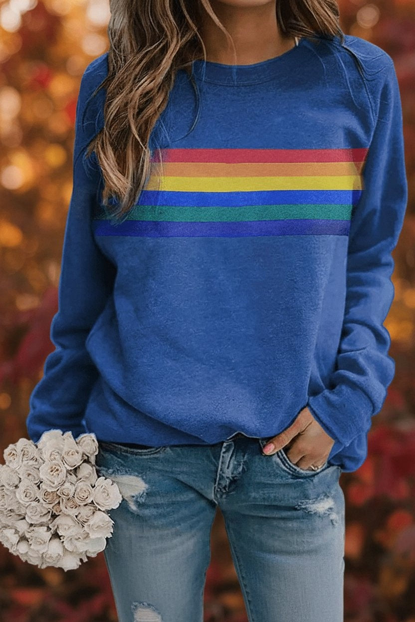 Julia | Sudadera Oversize Rayas Arcoíris
