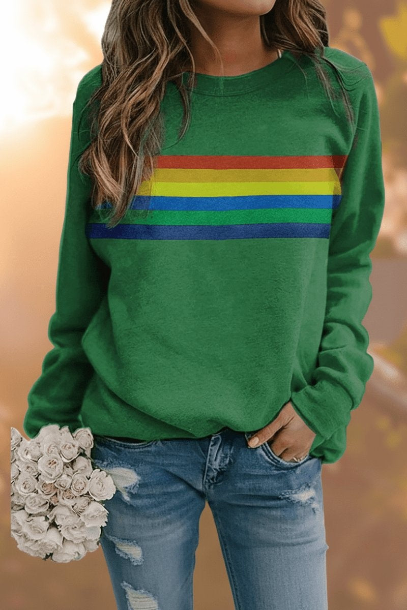 Julia | Sudadera Oversize Rayas Arcoíris